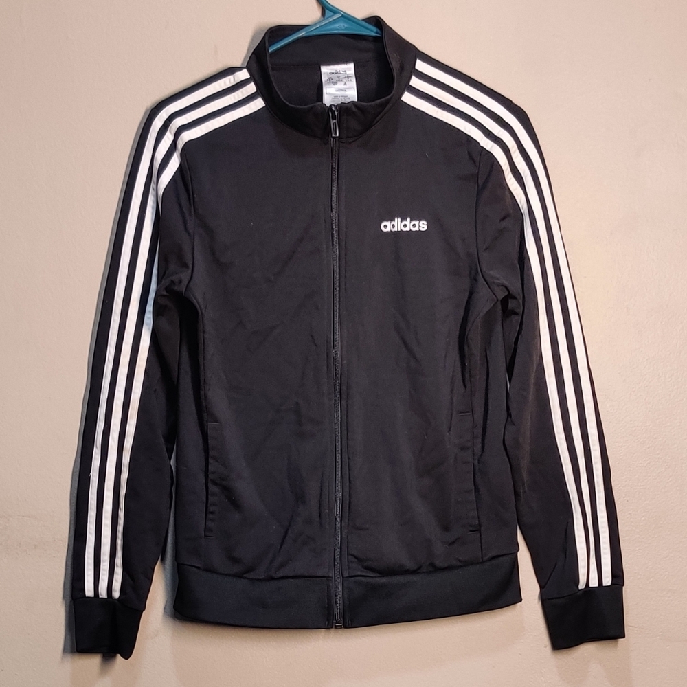 Adidas Black Track Jacket with White Stripes